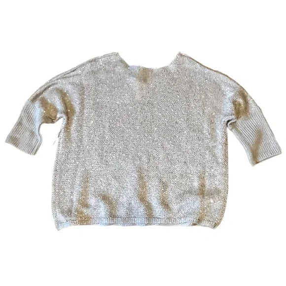 NWT Forever 21 Sequin Crew-Neck Long Sleeve Sweater, Silver Gray | S - Picture 11 of 14